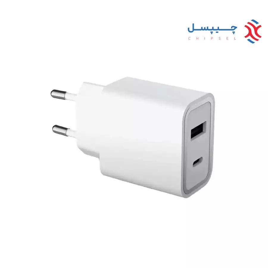 شارژر دیواری فورس مدل FPLICS2AC37WPDW USB-C &amp; USB-A با توان 37 وات