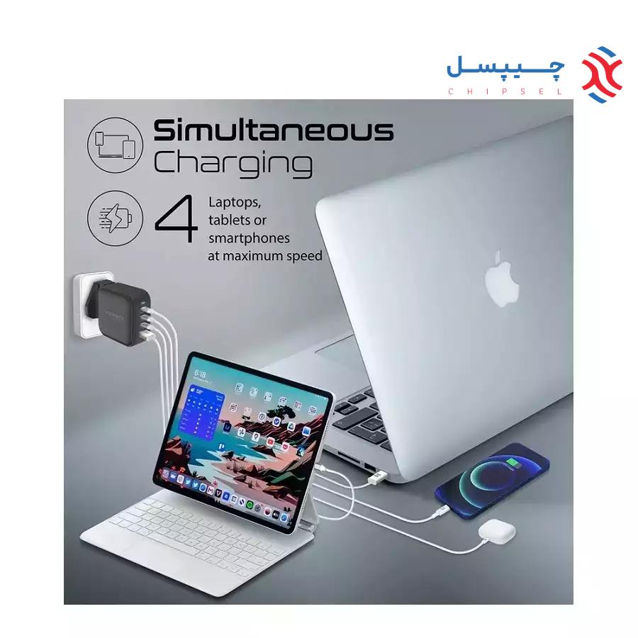 شارژر دیواری پرومیت مدل GANPORT4-100PD توان 100 وات