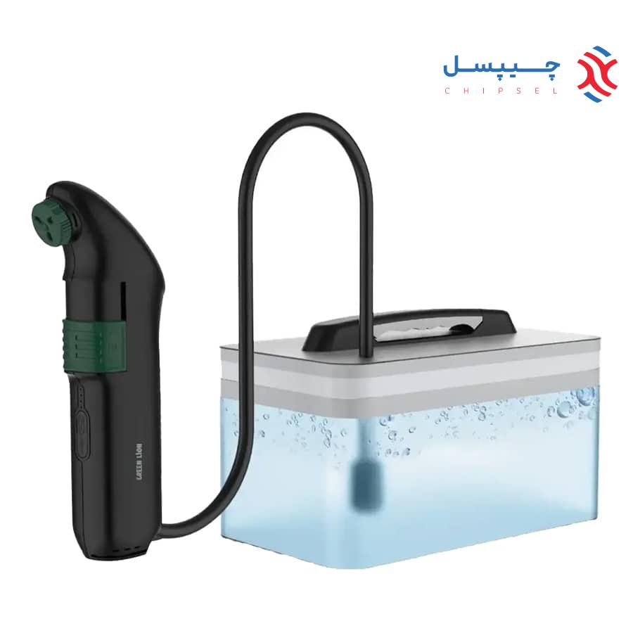 شلنگ سفری 1600 میلی آمپر همراه با مخزن آب گرین لاین مدل GNPRTVLBDT - Bidet Pro with Tank