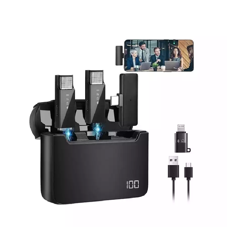 میکروفون یقه ای بی سیم 2 در 1 گرین لاین مدل GN2IN1DDMTC - Type-C Connector